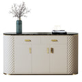 Marble-Top Leather-Wrapped Sideboard