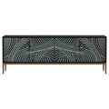 Black Walnut Media Console with Stainless Steel Accents