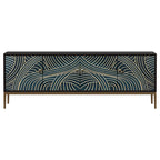 Black Walnut Media Console with Stainless Steel Accents