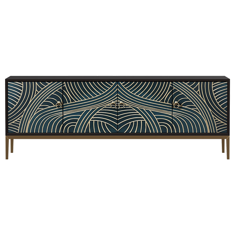 Black Walnut Media Console with Stainless Steel Accents