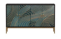 59-Inch Black Walnut Sideboard with Stainless Steel Accents