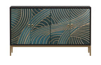 59-Inch Black Walnut Sideboard with Stainless Steel Accents