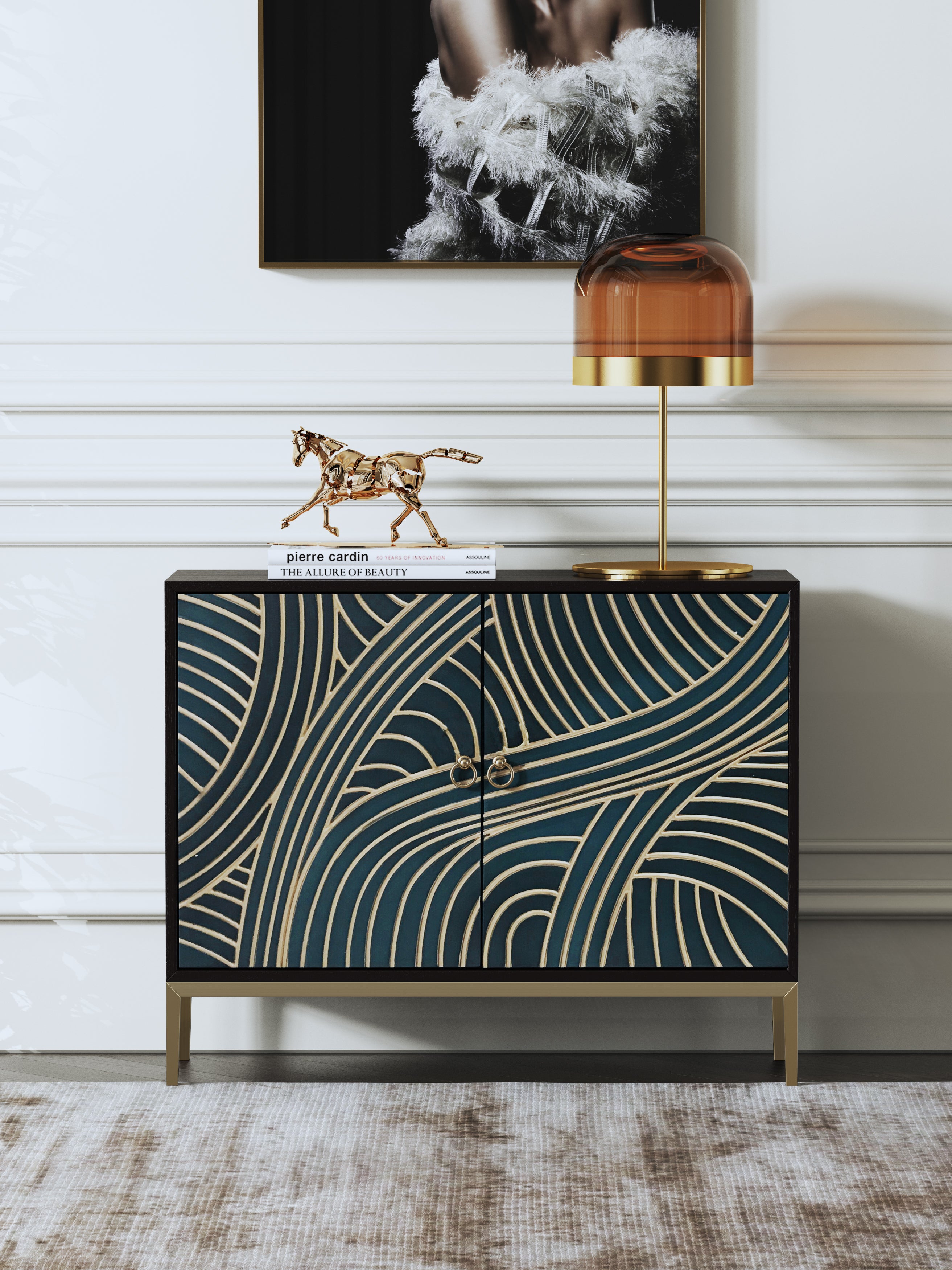 Black Walnut Sideboard with Stainless Steel Accents