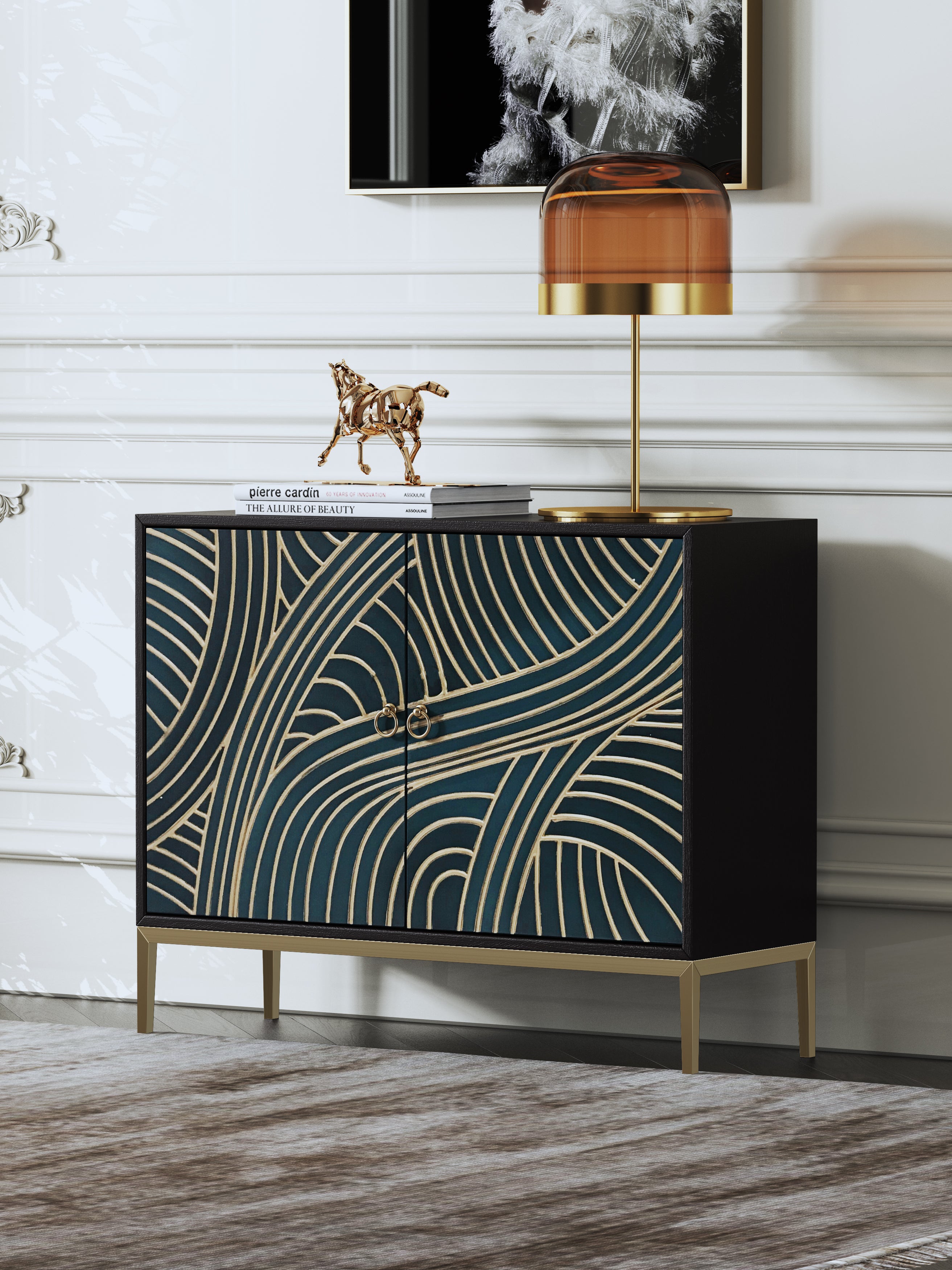 Black Walnut Sideboard with Stainless Steel Accents