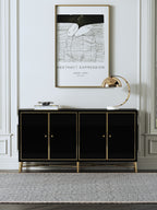High-Gloss Sideboard with Stainless Steel Hardware