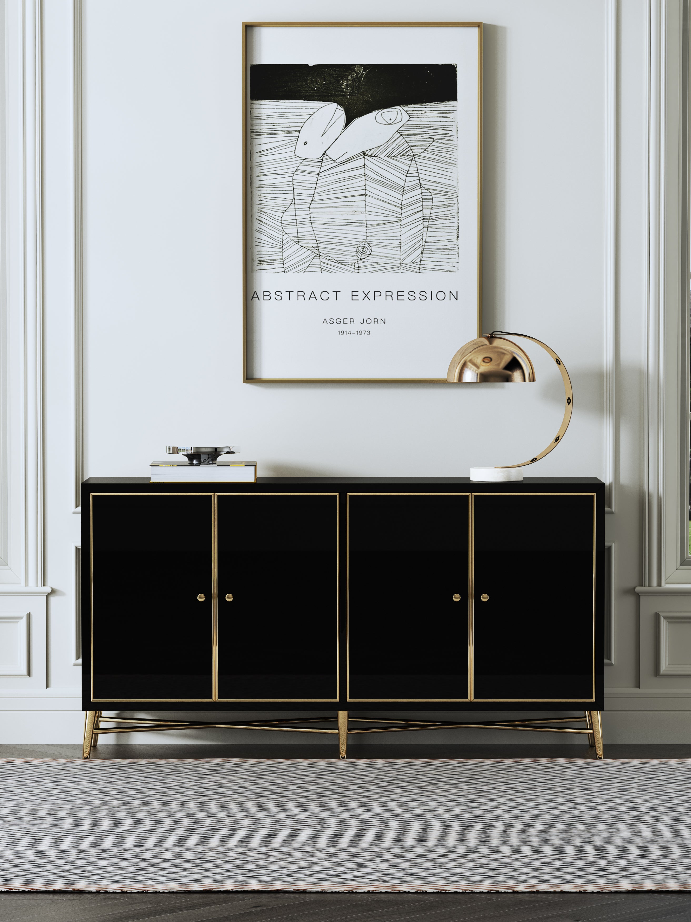 High-Gloss Sideboard with Stainless Steel Hardware
