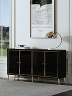High-Gloss Sideboard with Stainless Steel Hardware