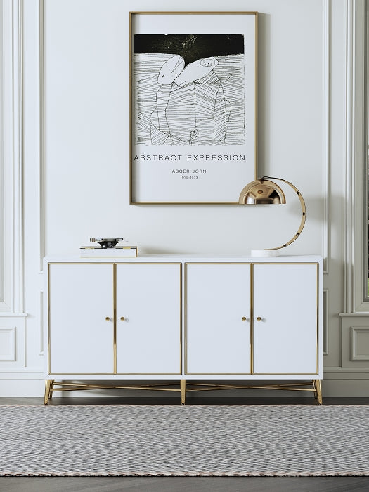 High-Gloss Sideboard with Stainless Steel Hardware
