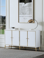 High-Gloss Sideboard with Stainless Steel Hardware