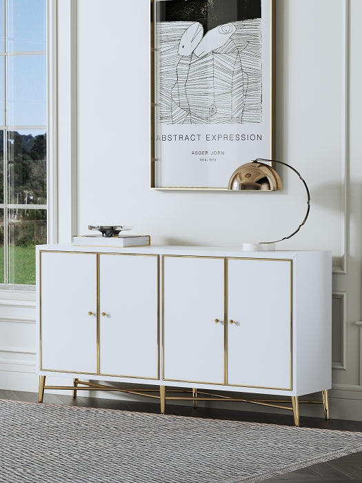 High-Gloss Sideboard with Stainless Steel Hardware