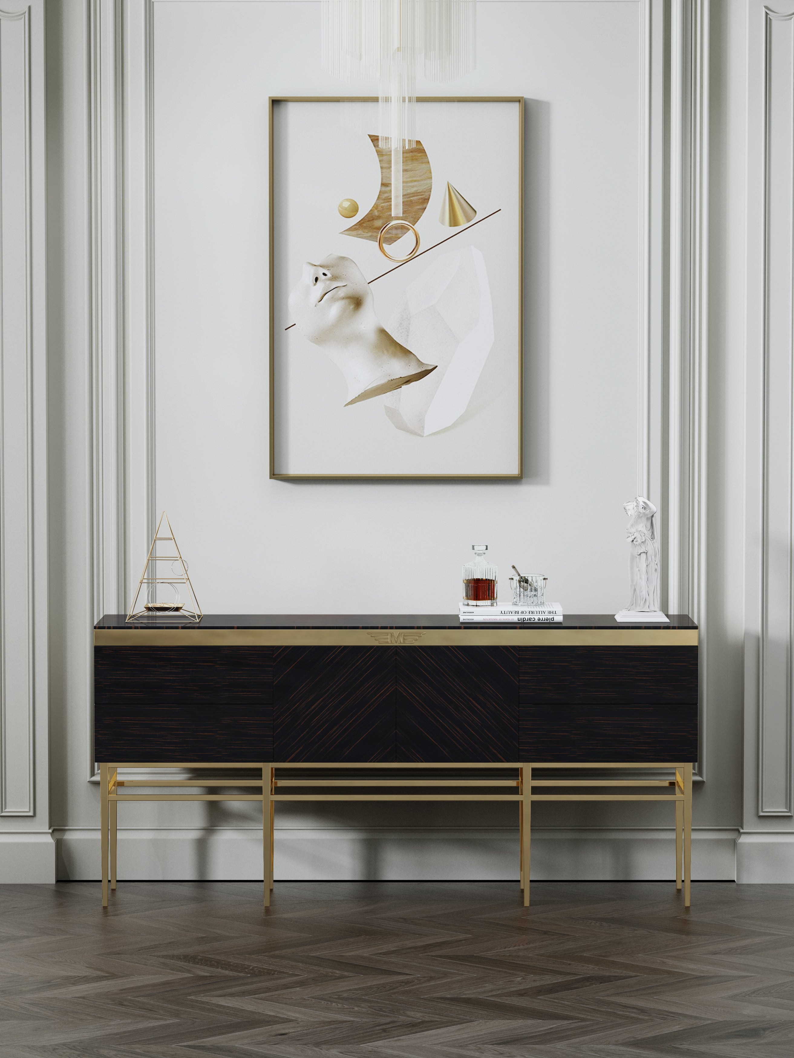 Ebony and Marble Sideboard