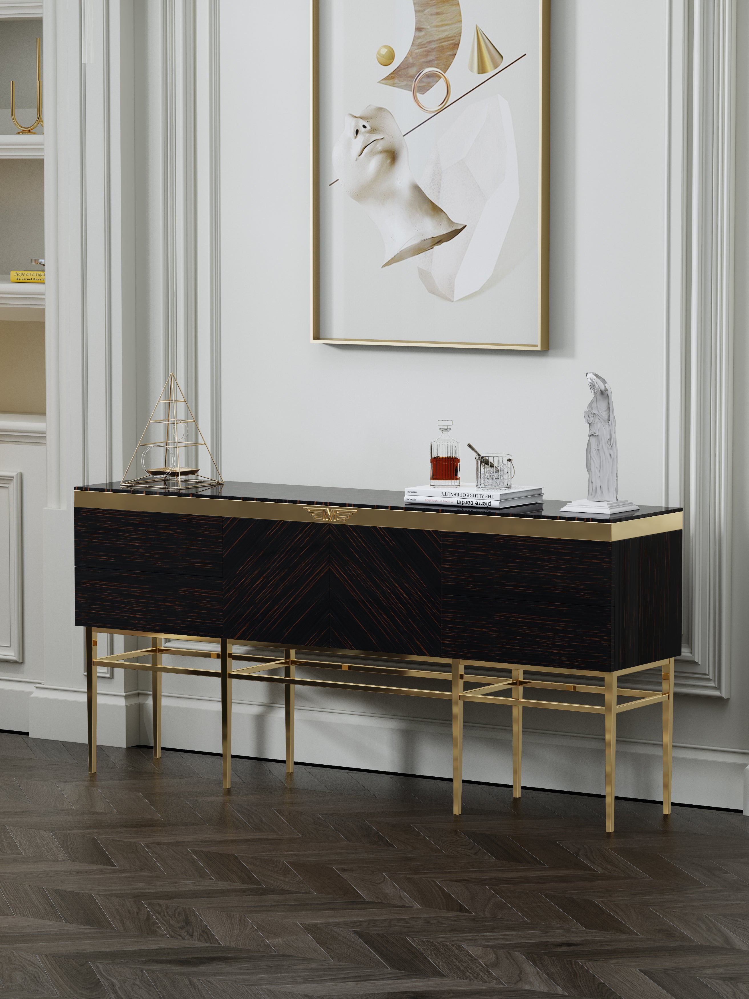 Ebony and Marble Sideboard