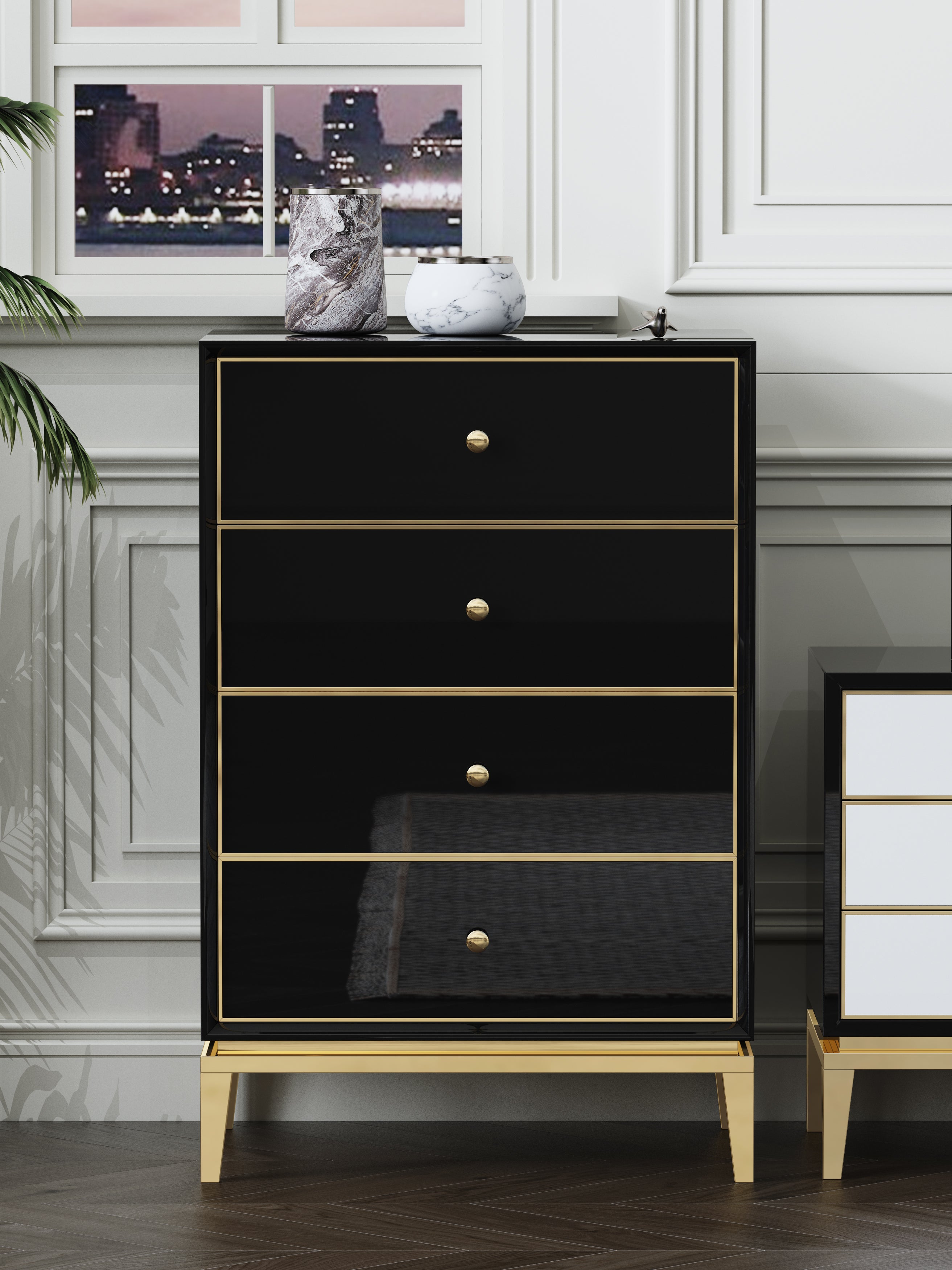 Ebony-Bark Accent Chest with Stainless Steel Hardware