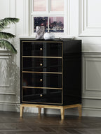 Ebony-Bark Accent Chest with Stainless Steel Hardware