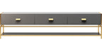 Dark Grey Saddle-Leather Media Console