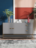 Dark Grey Microfiber Leather Sideboard