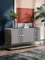 Dark Grey Microfiber Leather Sideboard