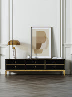 High-Gloss Media Console with Stainless Steel Accents