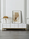 High-Gloss Media Console with Stainless Steel Hardware