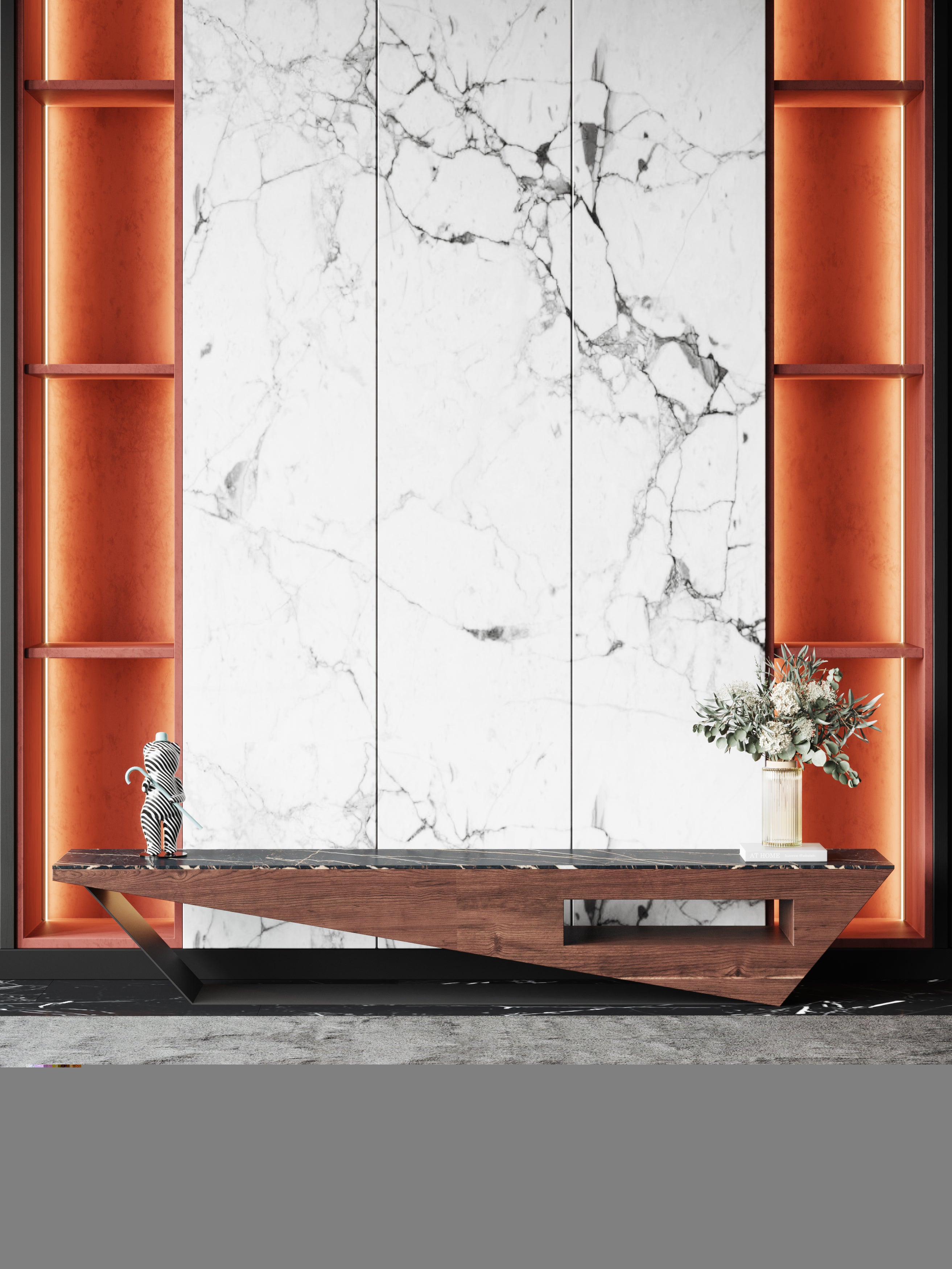 Walnut and Stone Low-Profile Media Console