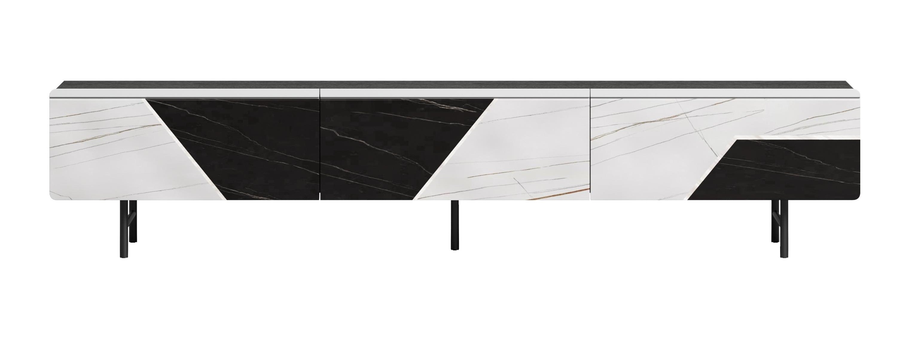 Paint+Glass+Steel Frame TV Cabinet