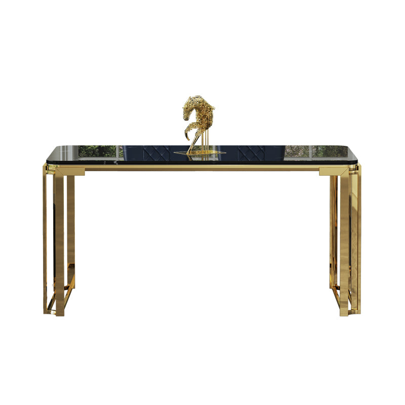 Black And White Artificial Marble And Stainless Steel Dining Table