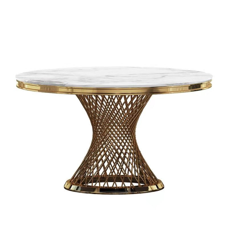 Marble and Stainless Steel Dining Table