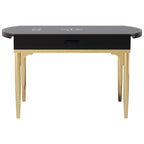 Tempered-Glass Dining Table with Stainless Steel Accents