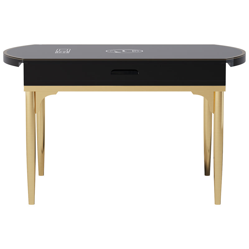 Tempered-Glass Dining Table with Stainless Steel Accents
