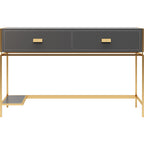 Saddle Leather and Stainless Steel Office Desk