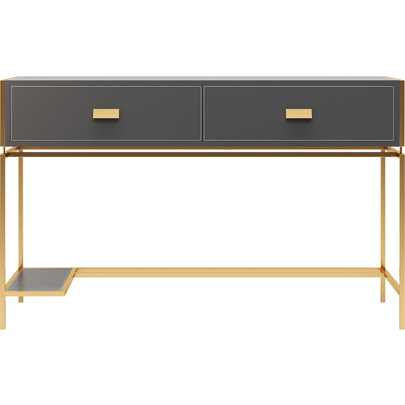 Saddle Leather and Stainless Steel Office Desk