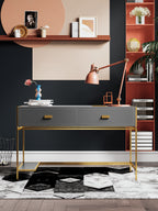 Saddle Leather and Stainless Steel Office Desk