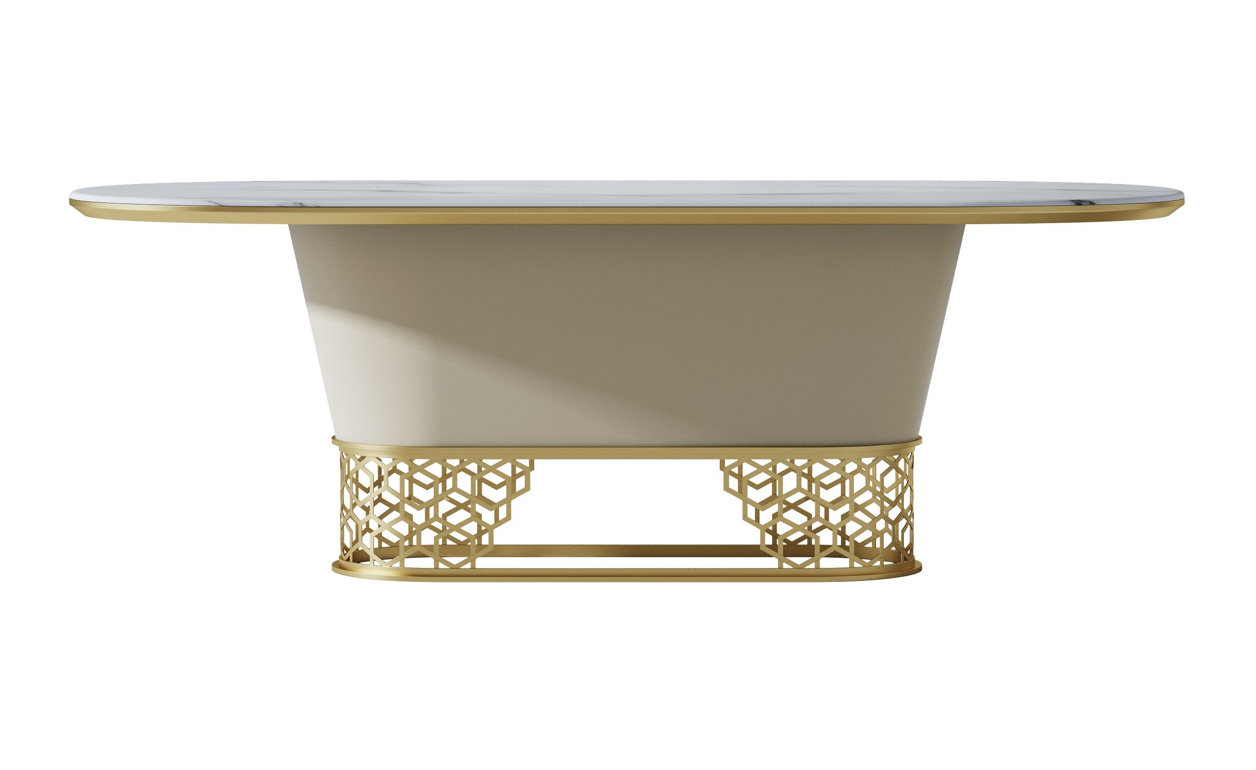 Marble And Leather And Stainless Steel Gold Dining Table