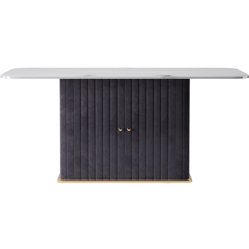 Stainless Steel And Fabrics And Marble Dining Table