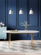Marble And Stainless Steel Dining Table