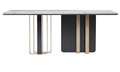 Marble Dining Table with Stainless Steel Accents
