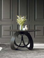 Vitrolite And Metal Dining Table
