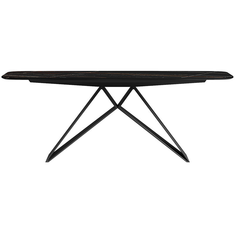 Vitrolite Lauren Black Gold And Metal Dining Table