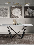 Marble And Stainless Steel Black Dining Table