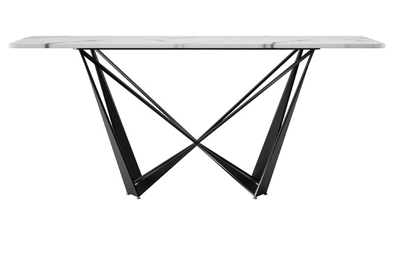 Marble And Stainless Steel Black Dining Table