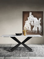 Marble Stainless-Steel Black Dining Table