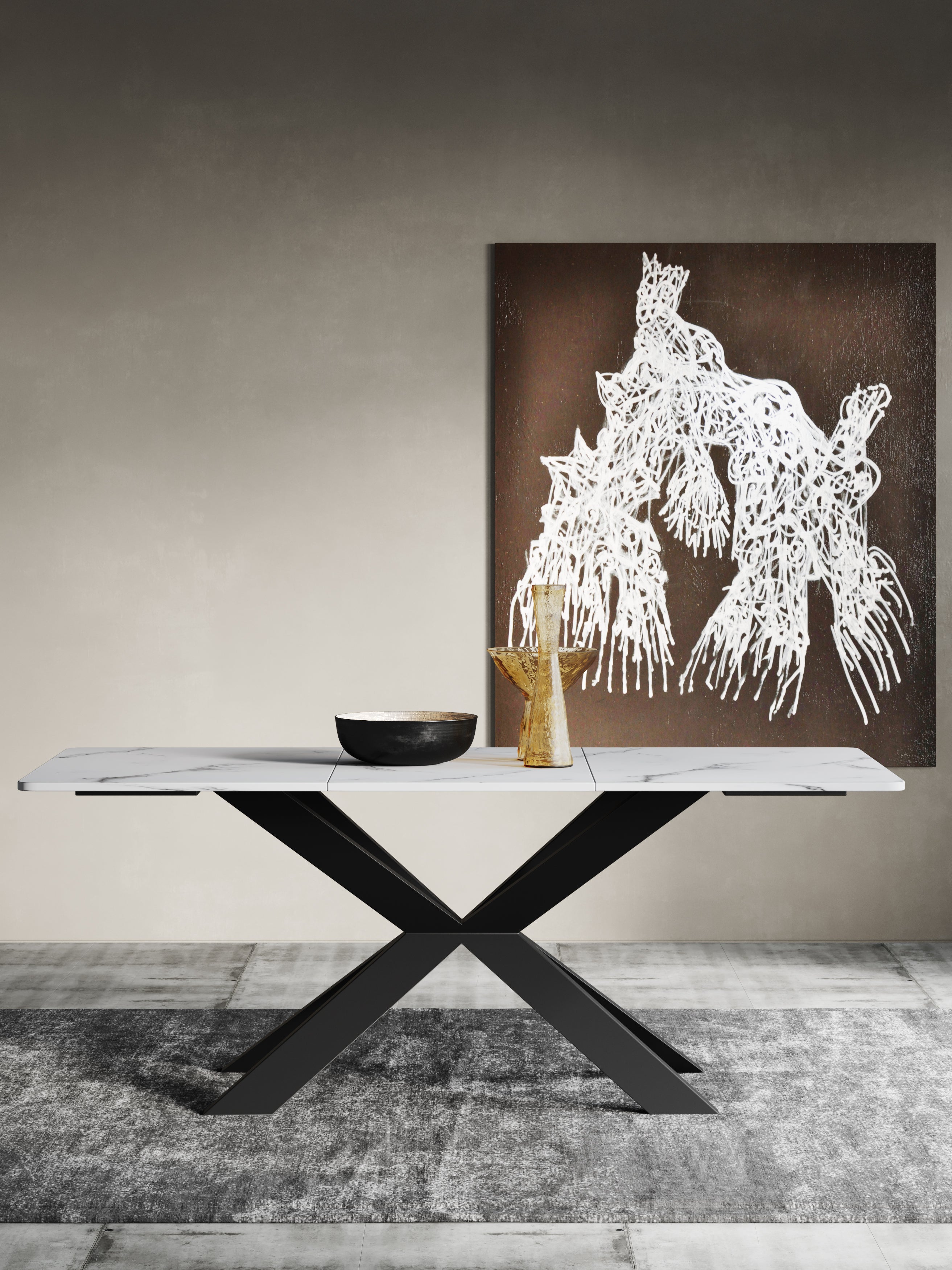 Marble Stainless-Steel Black Dining Table