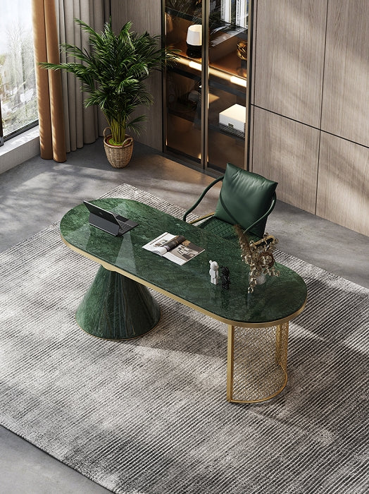 Brushed Gold Marble Office Desk