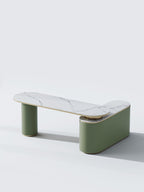 Vitrolite-Top Executive Desk with Brushed Gold Accents