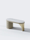 Vitrolite-Top Leather Executive Desk with Brushed Gold Accents