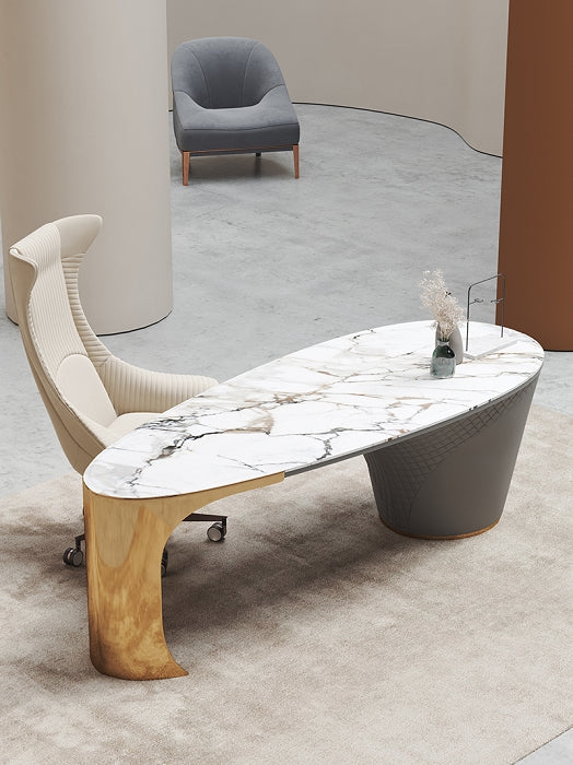 Marble and Rose Gold Executive Office Desk