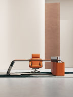 High-Gloss Burl Veneer Office Desk