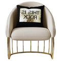 Warm White Upholstered Accent Chair with Metal Accents