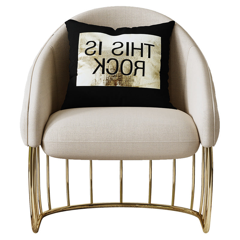 Warm White Upholstered Accent Chair with Metal Accents