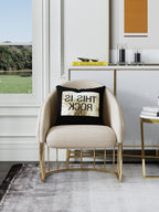 Warm White Upholstered Accent Chair with Metal Accents